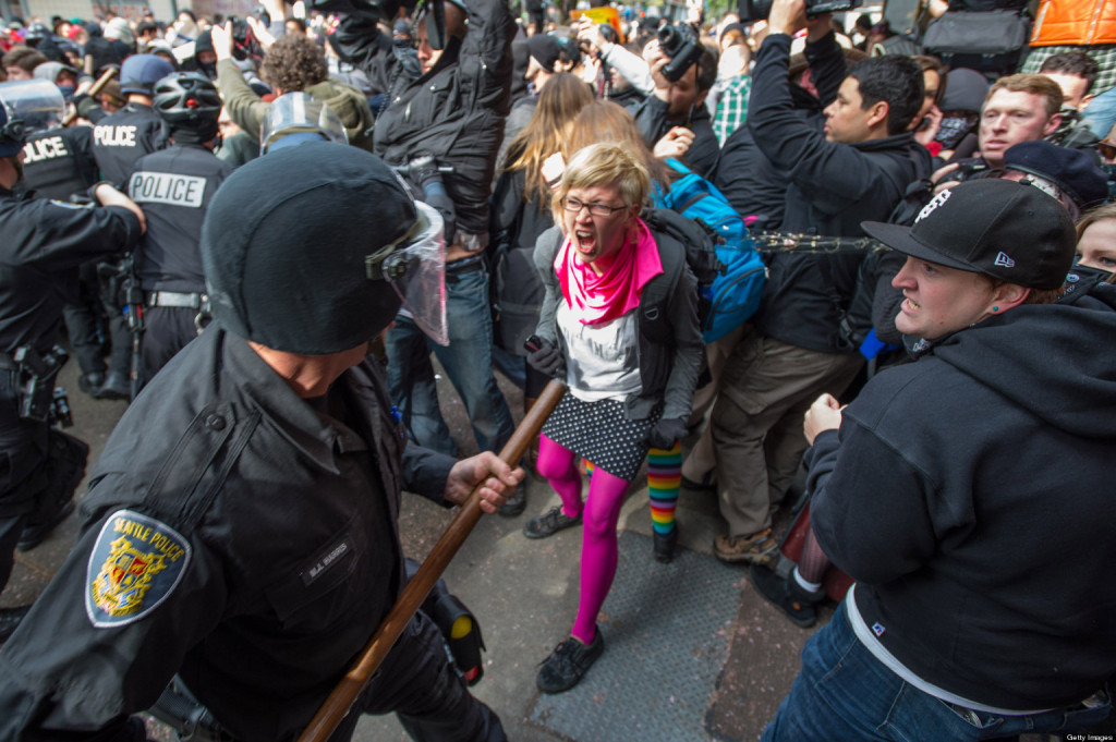 Angry protesters, angry at police brutality and fascism 
