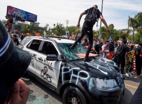 police car is ANTIFA a political party are ANTIFA violent riot protestors