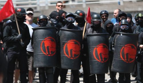 shields helmets is ANTIFA a political party are ANTIFA violent riot protestors